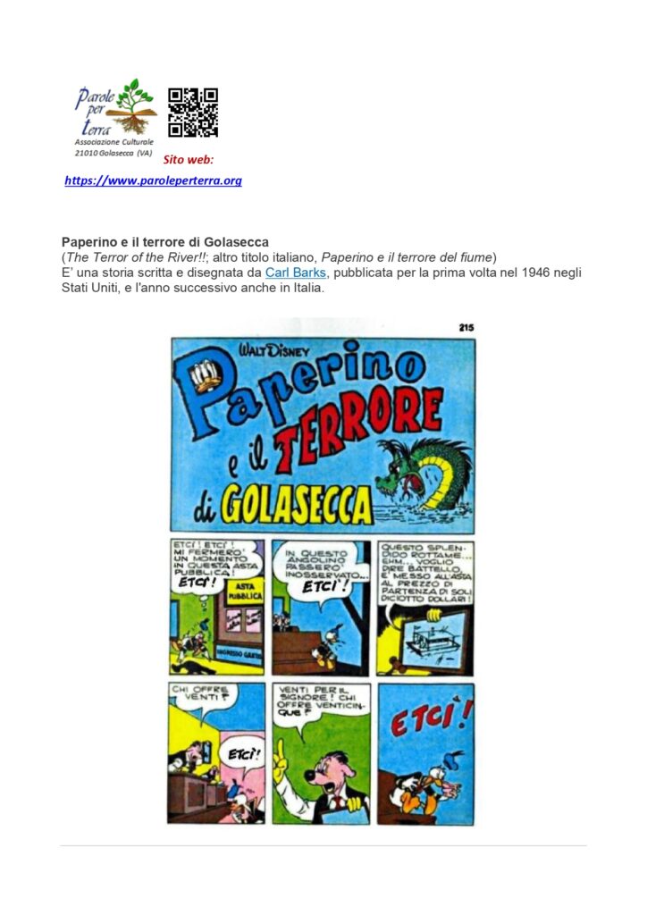 Paperino e il terrore di Golasecca fumetto di Carl Barks
