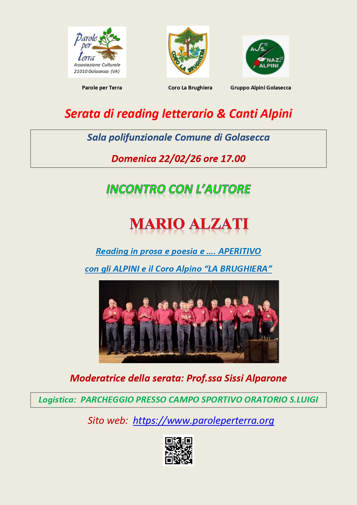 Reading letterario in prosa e poesia… e Aperitivo con gli Alpini e il Coro Alpino “La Brughiera”