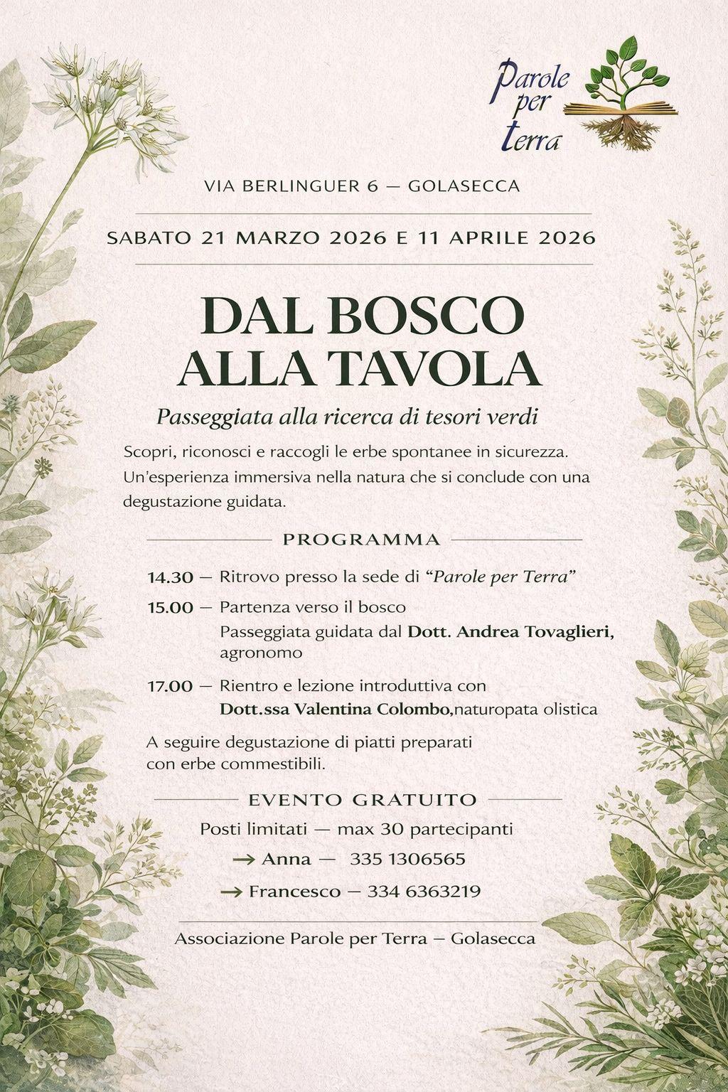 Dal Bosco alla Tavola – Passeggiata alla ricerca di tesori verdi