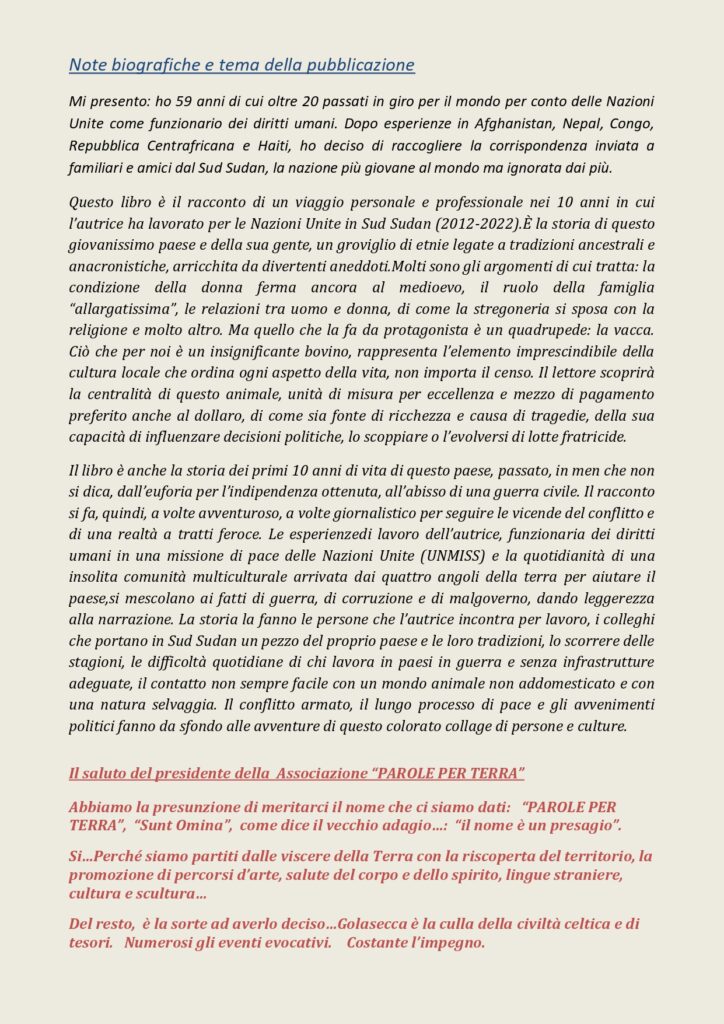 Benedetta Odorisio Golasecca reading Sud Sudan 2026